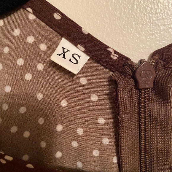 Brown Polka Dot Long Sleeve Dress - Picture 3 of 4